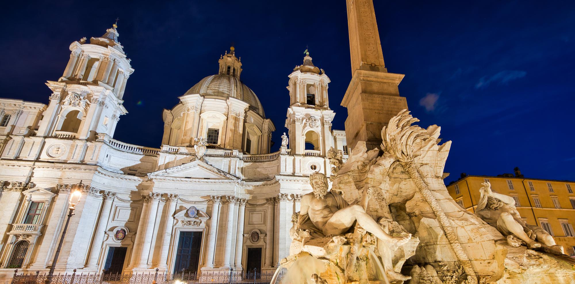 Piazza Navona in Rome at night
